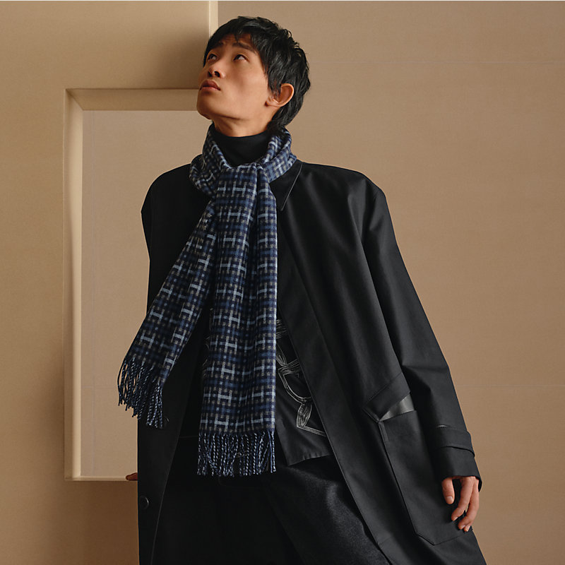 ヒロ エルメス HERMES Hエコセ マフラー カシミヤマフラー 40×170 cm 《Hエコセ》 - グレー | Hermès